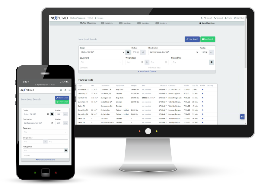 NextLOAD displays easily on desktop, tablet, or mobile devices, as seen here.