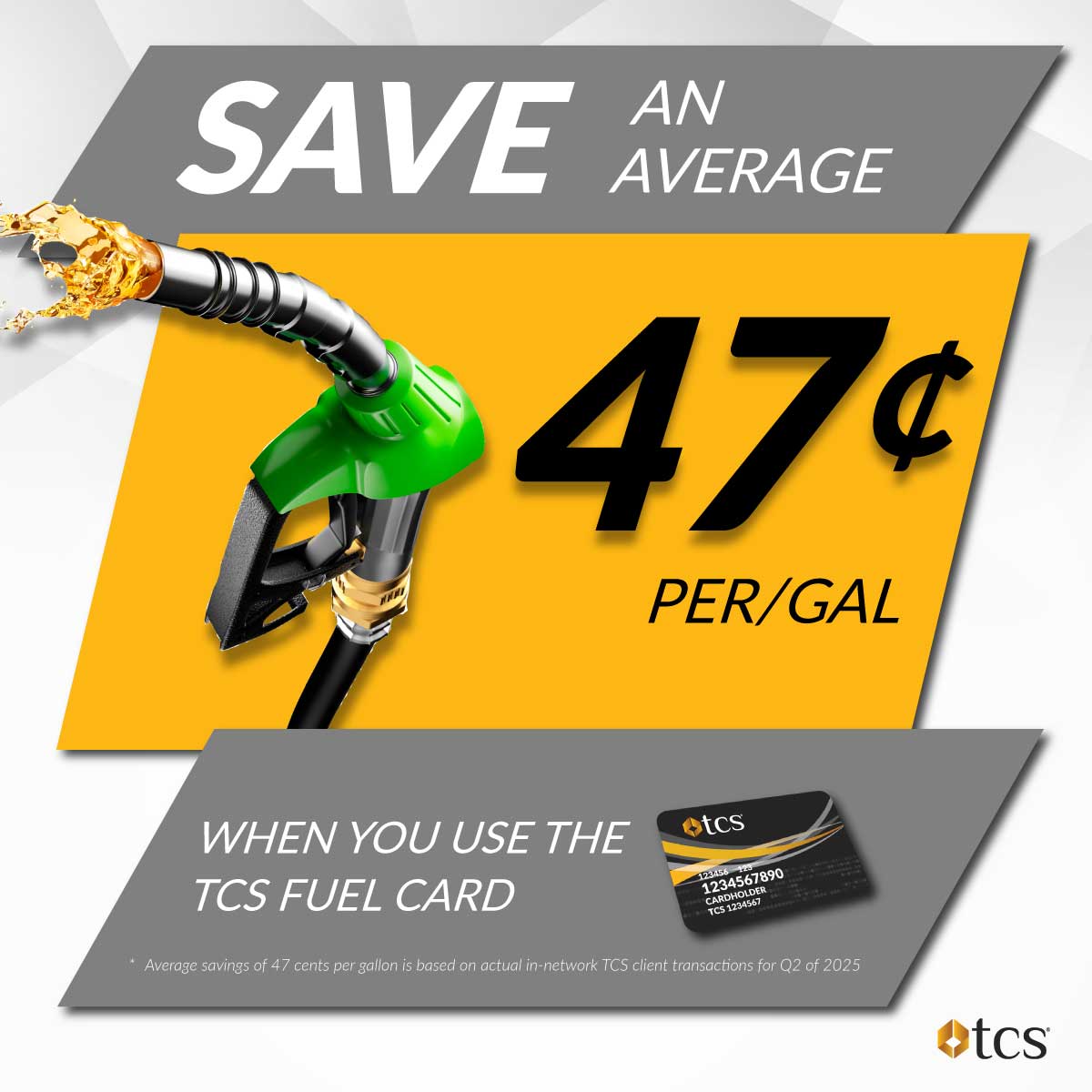 TCS Fuel Card discount of 47 cents for the 2nd quarter